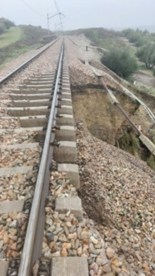 Daños en el tramo comprendido entre Arjonilla y Marmolejo