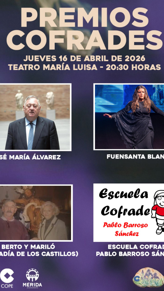 Mérida reconoce el alma de su Semana Santa con la entrega de los Premios Cofrades 2026