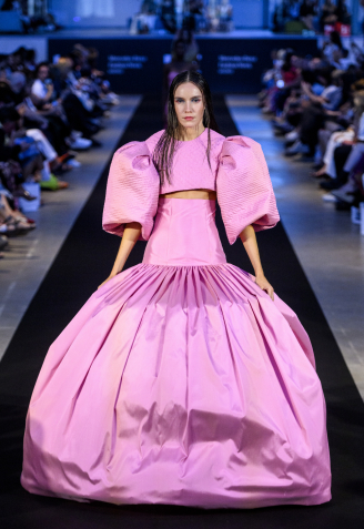 MADRID, SPAIN - September 11: A model walks the runway during the Mundos Paralelos to Wear Spring/Summer fashion show as part of the MBFWEEKMadrid on September 11, 2024 in Madrid, Spain. (Photo by Juan Naharro Giménez)