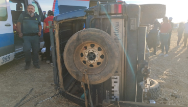 Vehículo volcado en el encierro campero de Zamora