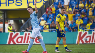 Iago Aspas, enfadado tras su expulsión ante Las Palmas