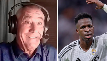 Poli Rincón, comentarista de Tiempo de Juego; y Vinicius Jr, jugador del Real Madrid