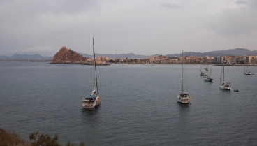 Vista panorámica de Águilas desde la playa de Las Delicias