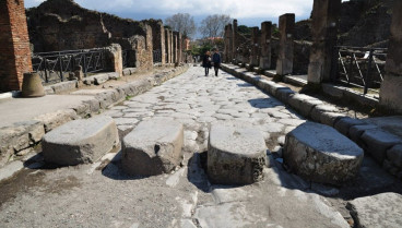 Paso de cebra en la ciudad romana de Pompeya