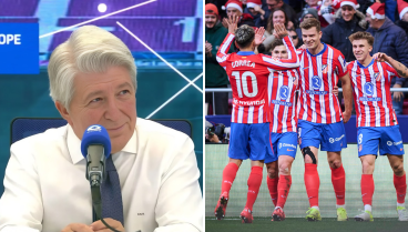 Enrique Cerezo y los jugadores del Atlético de Madrid