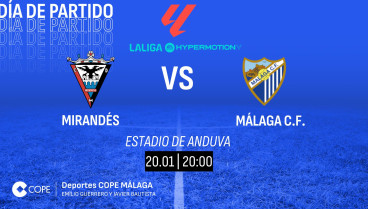 Horario y dónde ver y escuchar el Mirandés-Málaga de esta noche.