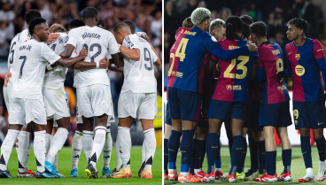 Jugadores del Barcelona y del Real Madrid