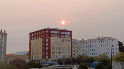 La "luna de sangre" desde la ferrolana Plaza de España