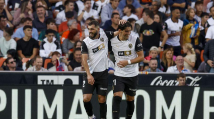 Rioja celebra el primer gol ante el Girona