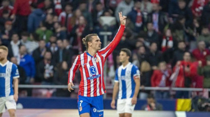 El jugador del Atlético celebrando el gol del empate