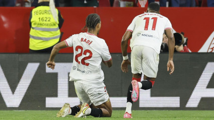 Badé celebra su gol contra el Espanyol