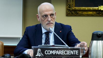 El presidente de LaLiga, Javier Teba, durante su comparecencia este martes ante la Comisión de Igualdad del Congreso.