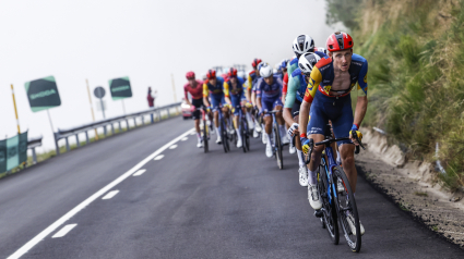 El pelotón ciclista durante la decimocuarta etapa de la Vuelta ciclista a España.