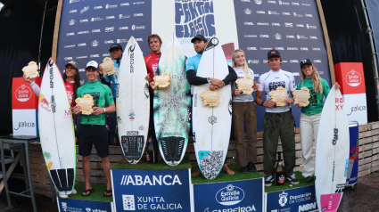 Los ganadores de la competición de Pantín 2024 en el podio final de la competición