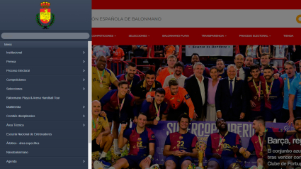 Home de la página web de la Federación Española de Balonmano