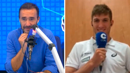 Juanma Castaño entrevista al ciclista Pablo Castrillo, en El Partidazo de COPE durante LaVuelta 24