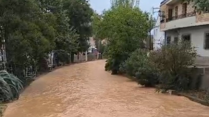 Estado de las calles de Herrera de los Navarros en este miércoles.