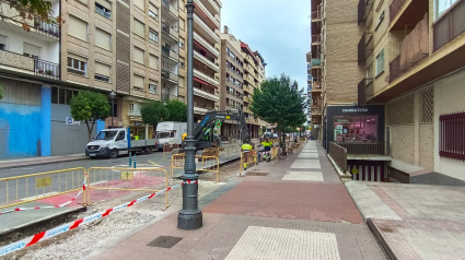 Estado actual de las obras en la calle Duquesa de la Victoria en Logroño