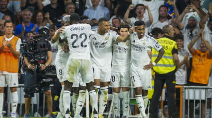 Kylian Mbappé celebra su primer gol en LaLiga con el Real Madrid