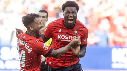 Boyomo celebra el gol en El Sadar