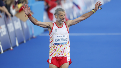 El atleta español Alberto Suárez, medalla de plata en la final de la maratón.