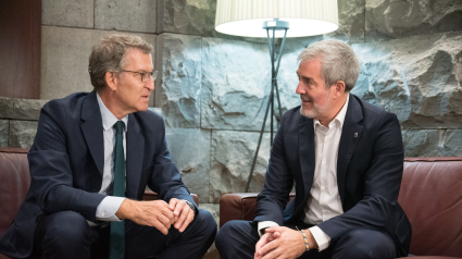 El presidente de Canarias, Fernando Clavijo mantiene una reunión con el líder de la oposición y presidente del PP, Alberto Núñez Feijóo