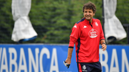 Imanol Idiakez, durante un entrenamiento en la ciudad deportiva de Abegondo