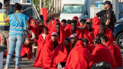 Migrantes llegando a Canarias