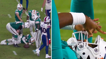 El quarterback de los Miami Dolphins sufrió un fuerte golpe con Damar Hamlin.