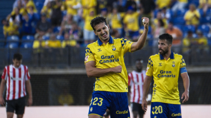 Álex Muñoz celebra el 2-3 contra el Athletic.