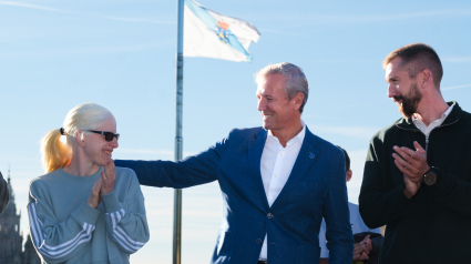 Alfonso Rueda, durante su recepción a los Olímpicos y Paralímpicos