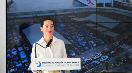 Rosario Soto, presidenta de la Autoridad Portuaria de Almería, hace balance de la OPE 2024 en el Puerto de Almería.