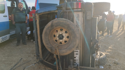 Vehículo volcado en el encierro campero de Zamora