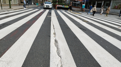 Paso de peatones plaza de Mina (A Coruña)