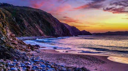 Atardecer en la playa de Campelo por Mercedes Díaz López