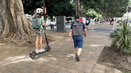 Carril bici situado en la Alameda Principal de Málaga