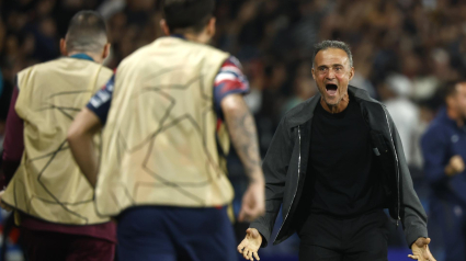 Paris (France), 18/09/2024.- Head coach Luis Enrique of PSG celebrates the 1-0 goal during the UEFA Champions League soccer match between Paris Saint-Germain and Girona FC in Paris, France, 18 September 2024. (Liga de Campeones, Francia) EFE/EPA/YOAN VALAT