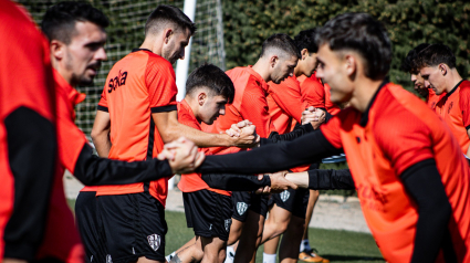 Imagen del entrenamiento del Huesca