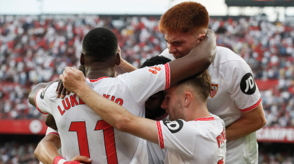 El Sevilla celebra el primer gol marcado al Valladolid en la séptima jornada de LaLiga