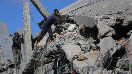 Edificio destruido por un bombardeo del Ejército de Israel