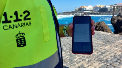 Mensaje de prueba en el dispositivo móvil que te avisa de la emergencia | 112 Canarias