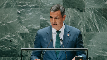 El presidente del Gobierno español, Pedro Sánchez, interviene durante el debate general de la 79ª sesión de la Asamblea General de las Naciones Unidas