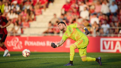 Poussin durante el partido ante el Mirandés de este curso.