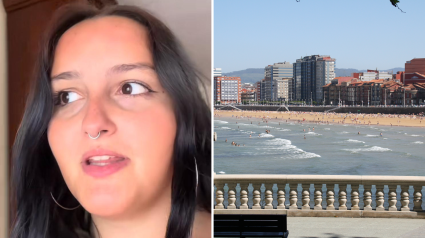 La joven afectada y una panorámica de Gijón