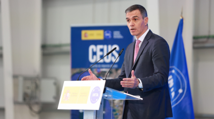 Presiden Pemerintahan, Pedro Sánchez, Selasa ini, pada peresmian Pusat Uji Sistem Udara Tak Berawak (CEUS) di Moguer (Huelva) ROCÍO RUZ-EUROPA PRESS 01/10/2024