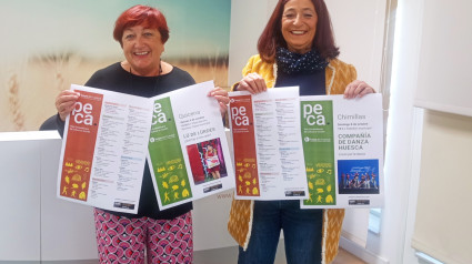 La consejera comarcal Susana Magán y la técnico de cultura de la comarca, Angelita Cavero en la presentación del PECA