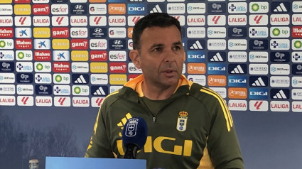 Javi Calleja en la rueda de prensa previa al partido ante el Levante