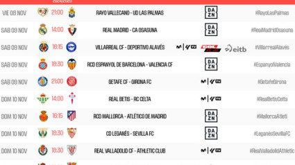 Horarios de la 13ª jornada en Primera División