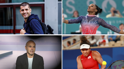 Alvaro Morata, Simone Biles, Andrés Iniesta y Naomi Osaka