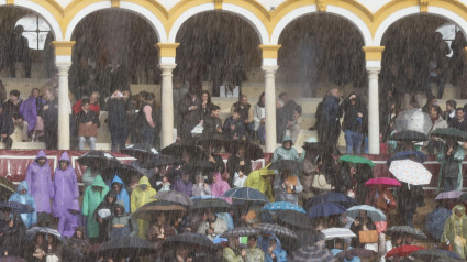 Los tendidos de la Real Maestranza de Sevilla en una tarde de lluvia